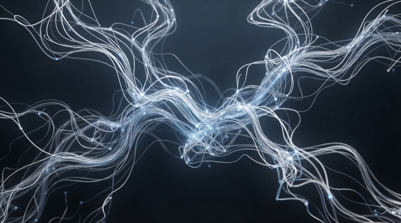 Computational network of flowing interconnected lines representing Malki's ecosystem