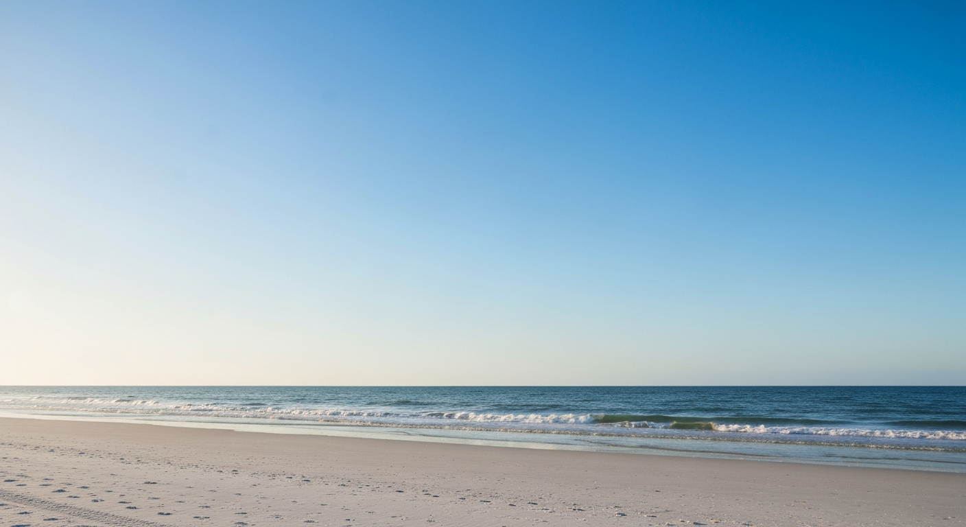 Serene Florida beach view looking out to the ocean water
