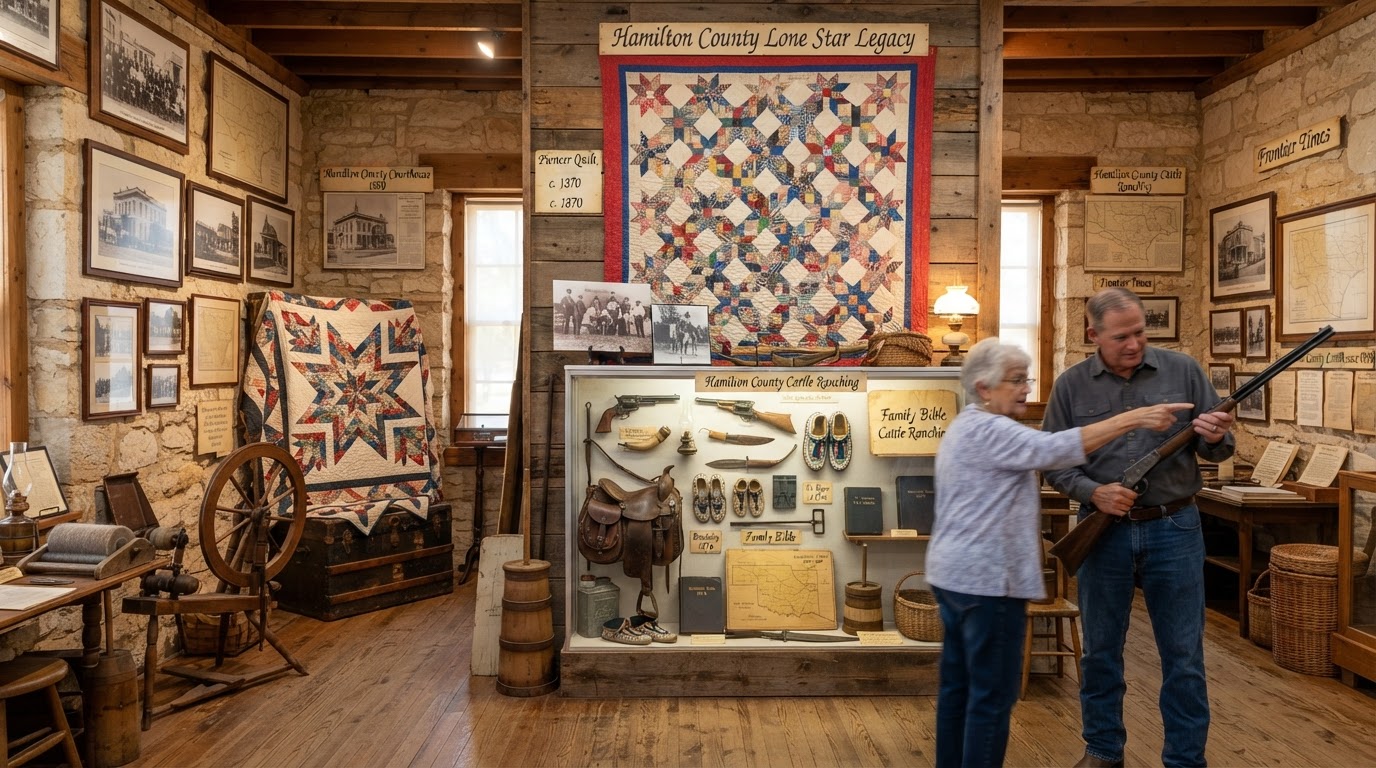 Hamilton County Historical Museum pioneer artifacts quilts and settler exhibits in Hamilton Texas