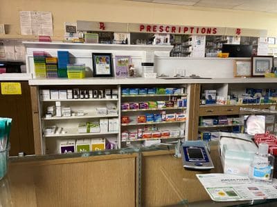 Jordan Pharmacy interior storefront in Hamilton, TX