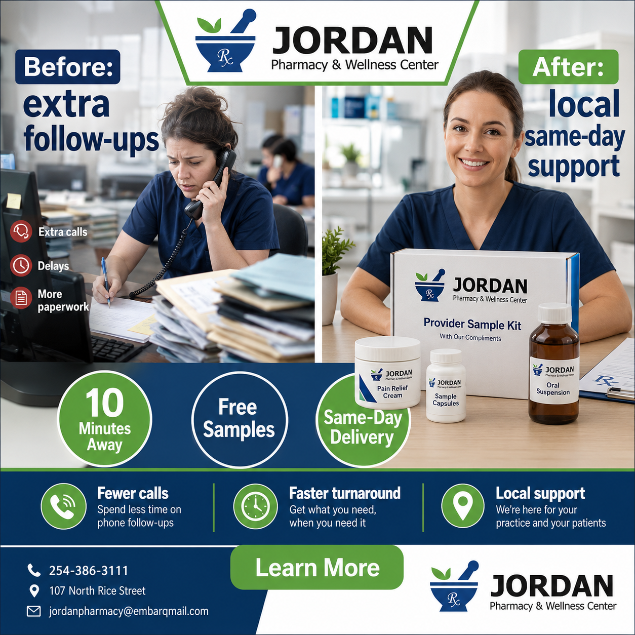Local Support compounding support for healthcare providers at Jordan Pharmacy