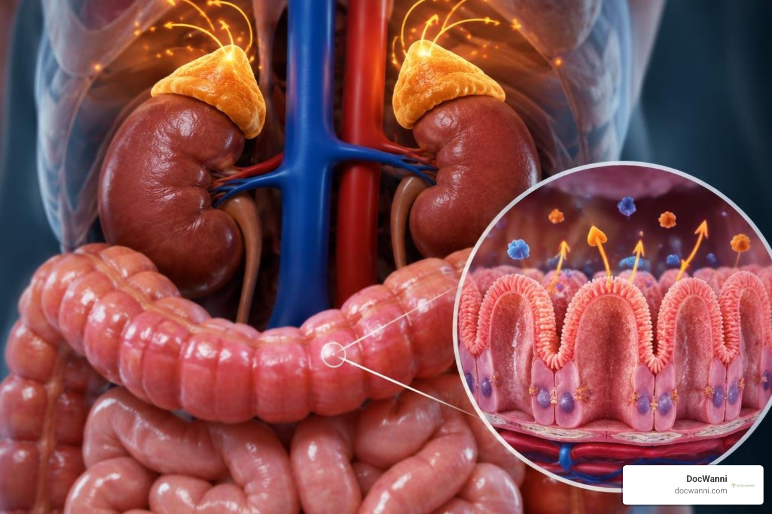 Intestinal barrier and adrenal hormone synthesis diagram