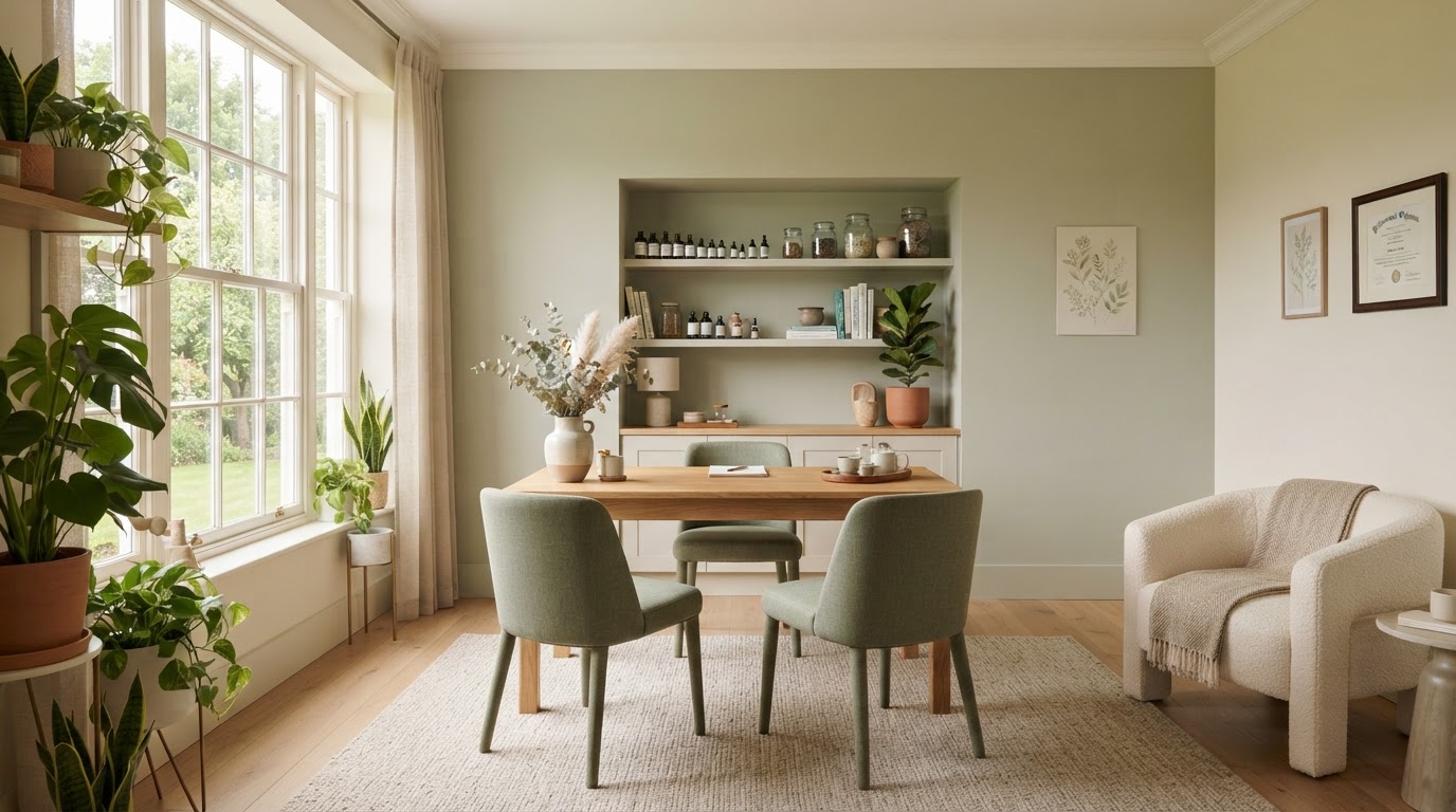 Empty naturopathic consultation room with natural light at a San Diego clinic