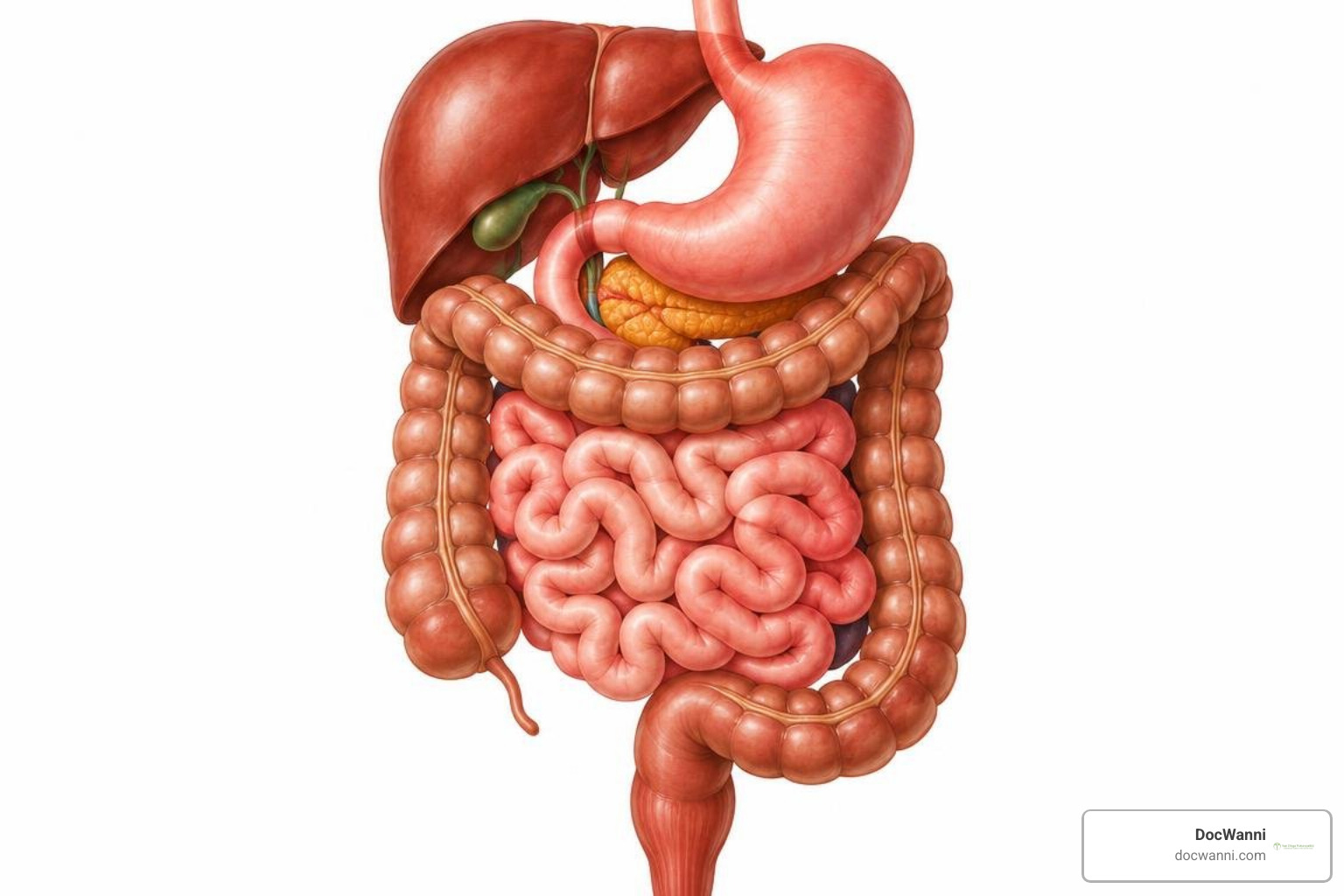 Medical illustration of the gastrointestinal system and digestive tract