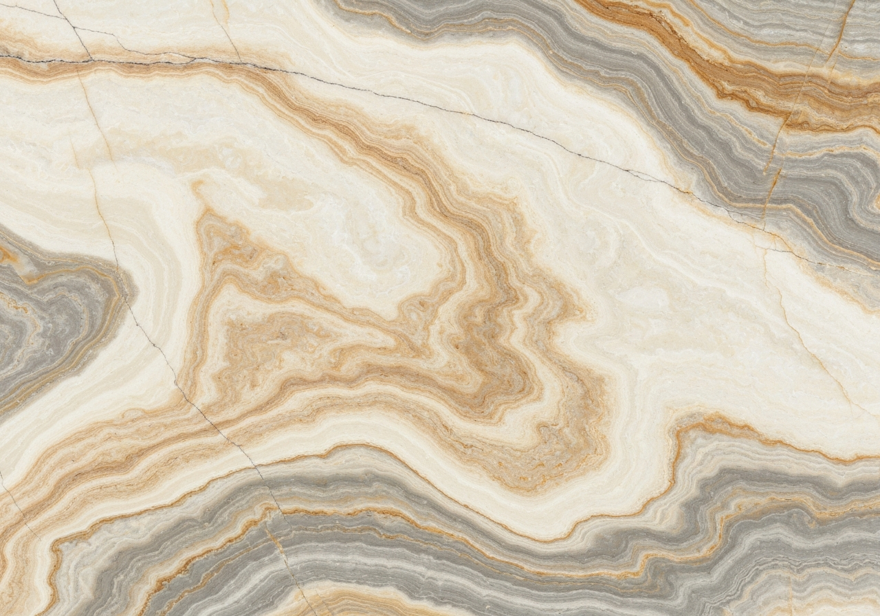 Natural quartzite slab with flowing white and gray veining — premium stone countertop for Utah