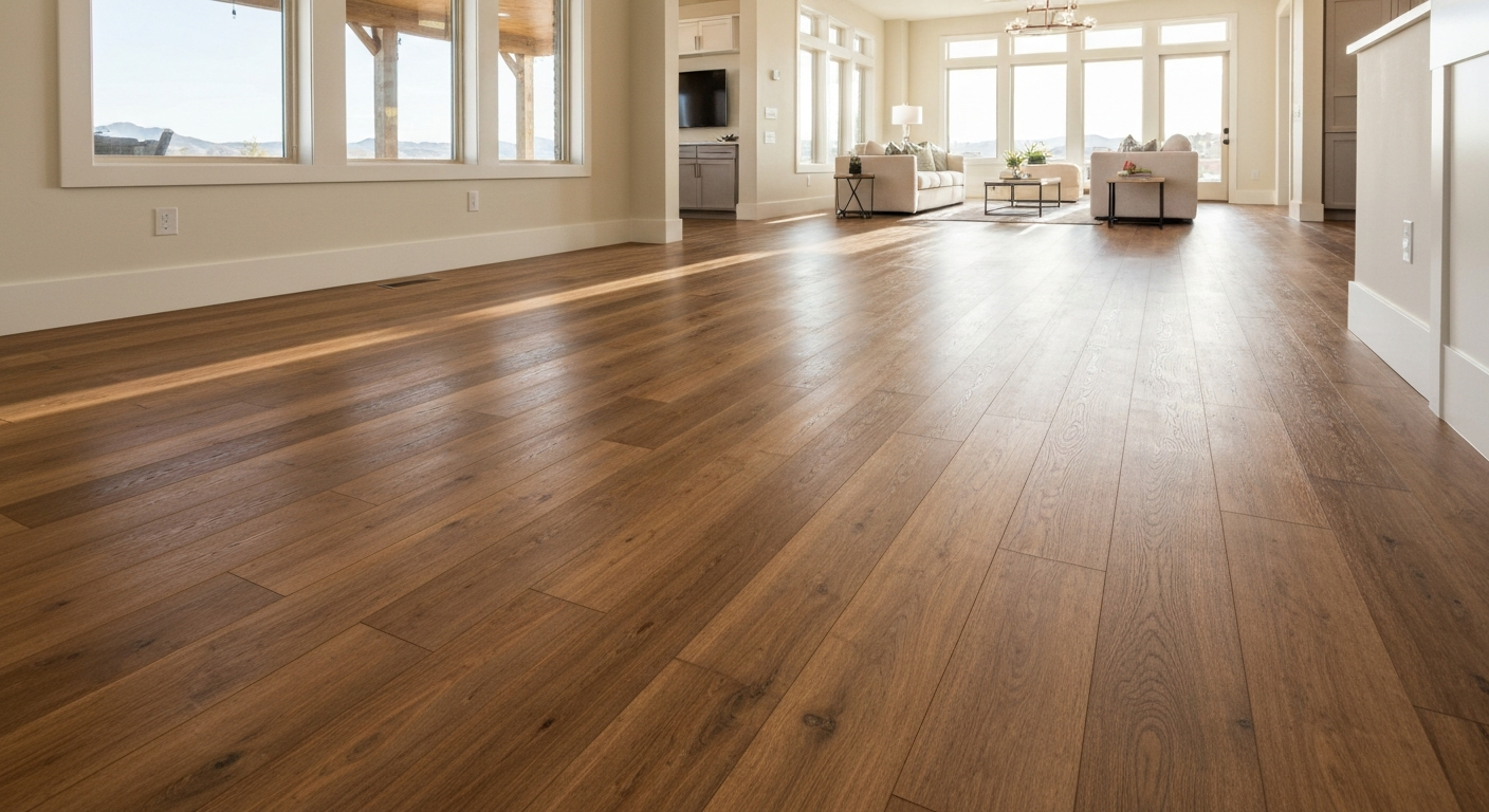 High quality luxury vinyl plank flooring installed in a modern Utah home
