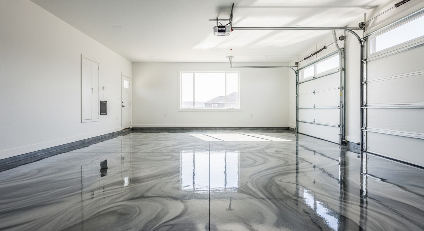 Polyaspartic Garage Floor Flake Detail