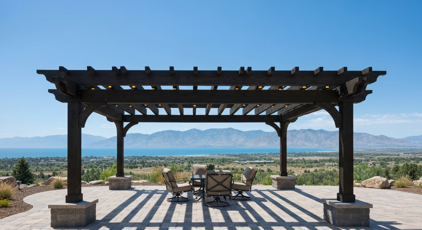 Beautiful custom pergola over a patio in Utah