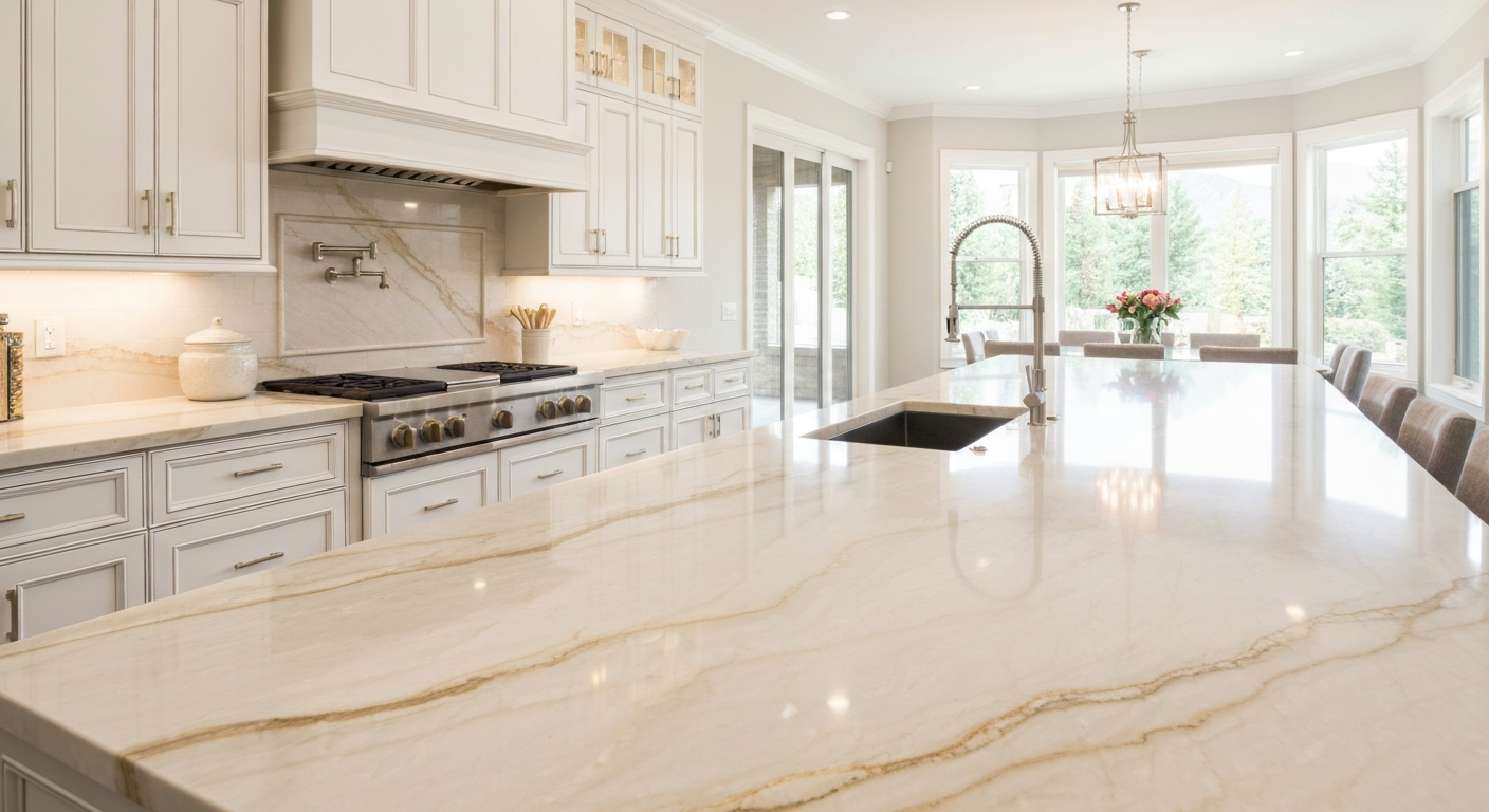 Premium quartzite countertops in a Sandy, Utah kitchen