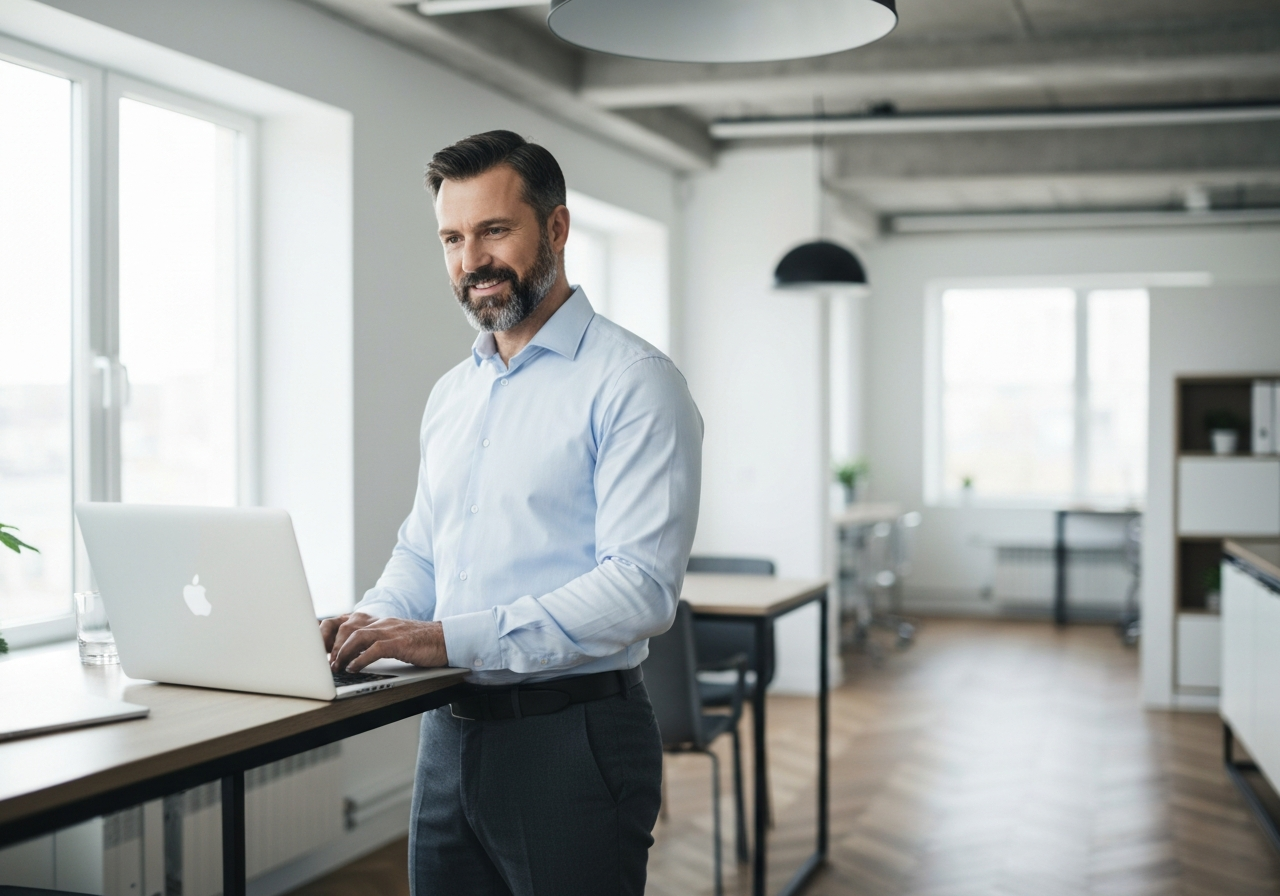 Business owner using AI