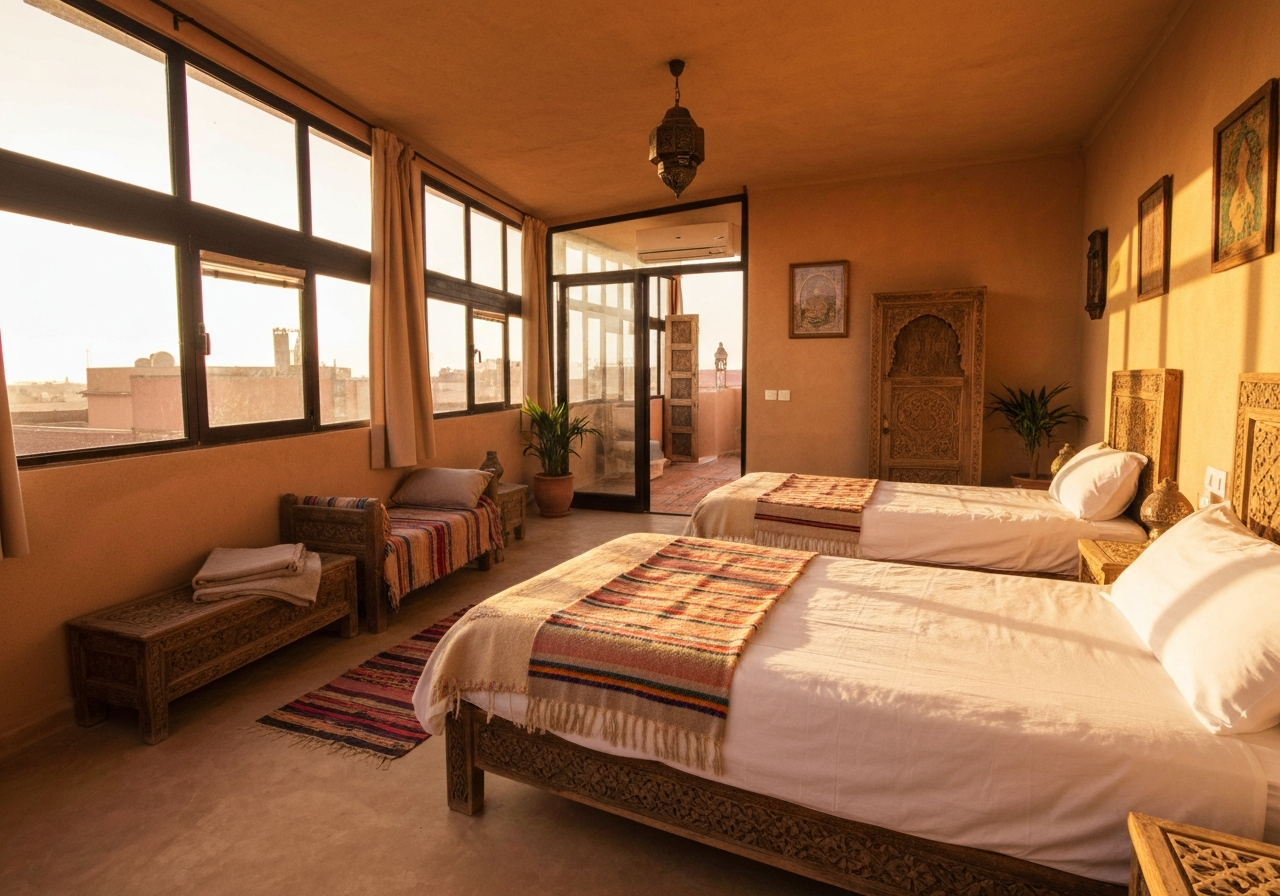 Rooftop terrace at Golven Surf Morocco surf camp