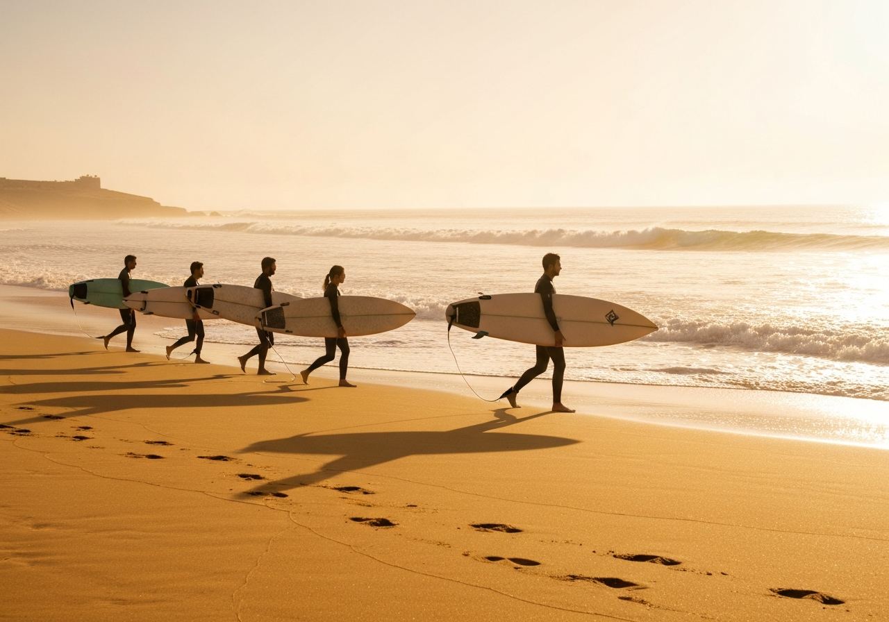 Surf lessons on the beach in Taghazout