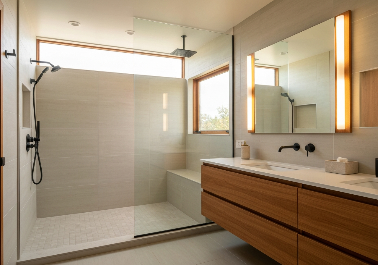 Luxury bathroom renovation in a mid-century modern home