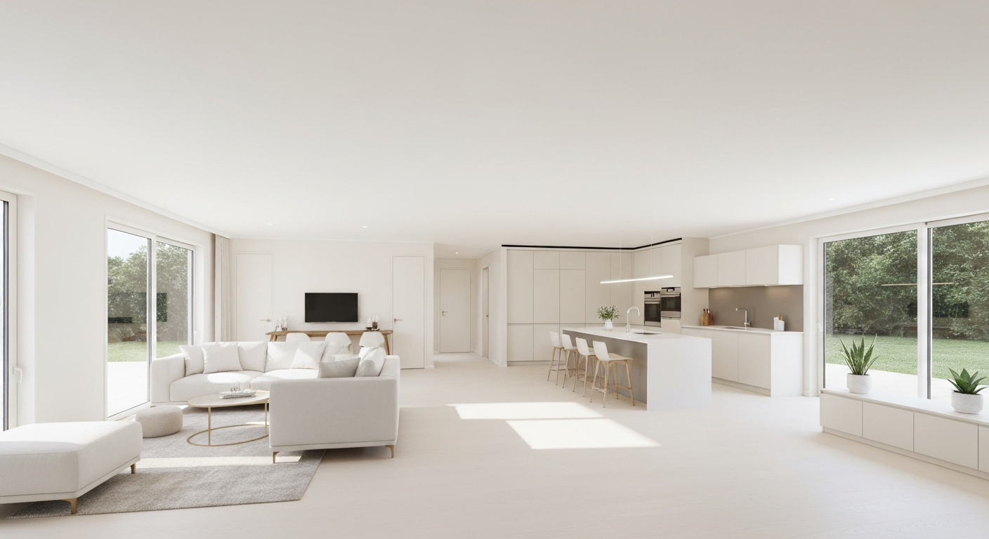 Architectural layout of a modern, flexible interior design showing multi-purpose living spaces