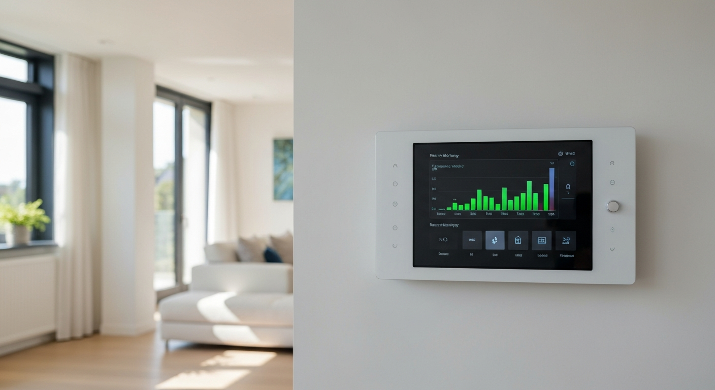 Modern smart home energy integration and climate control panel