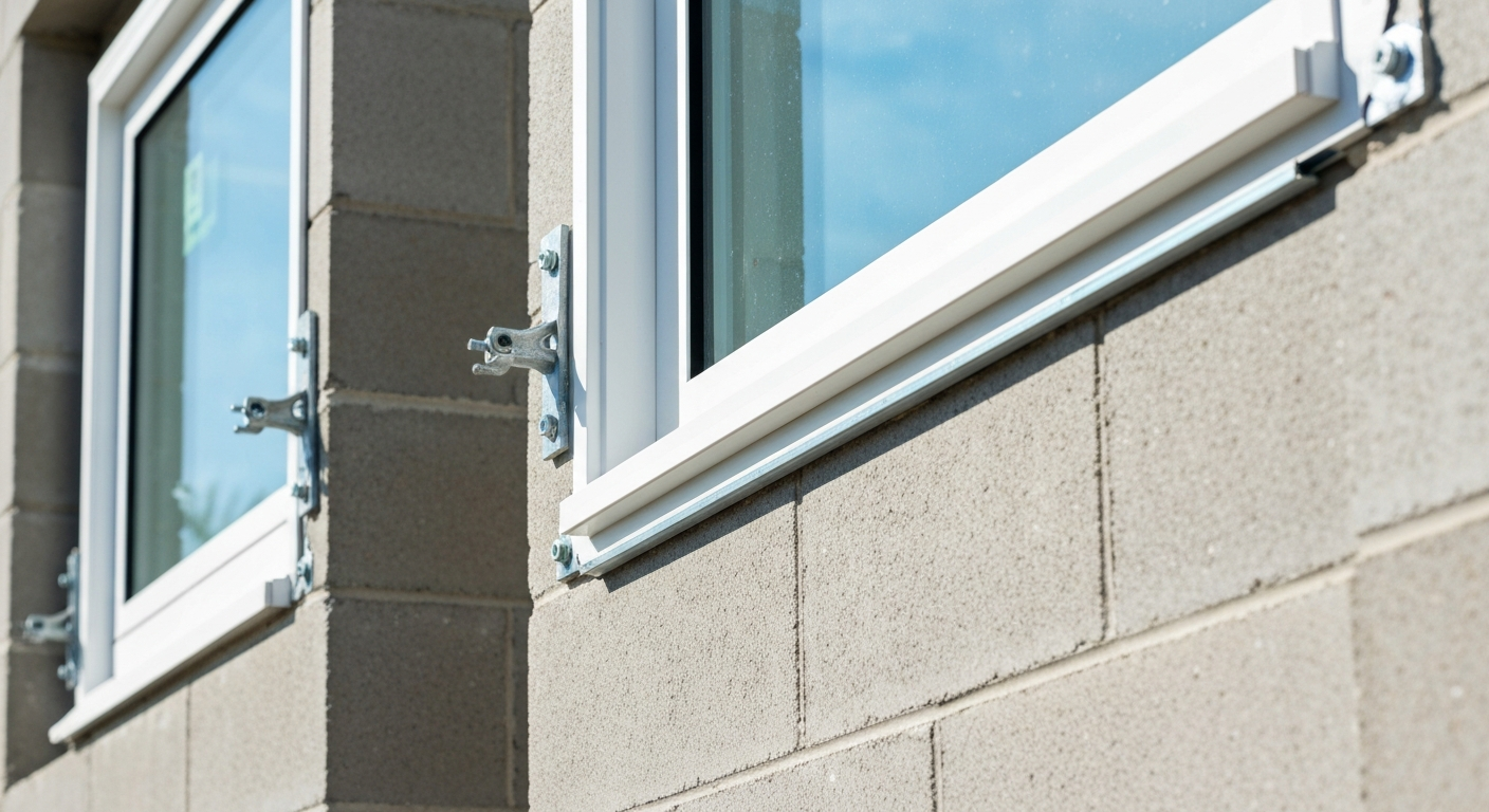 Impact-resistant hurricane windows being installed on a new Florida home