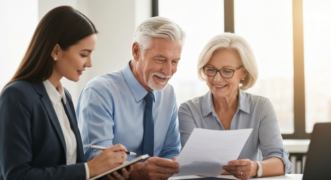 Older couple reviewing documents