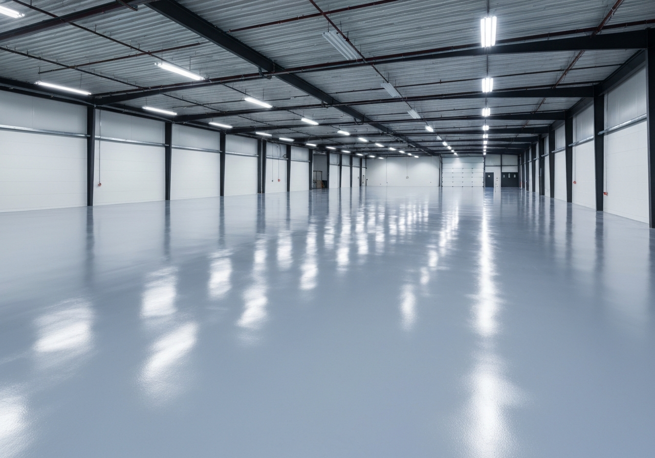 Durable commercial epoxy flooring for a workshop or retail space