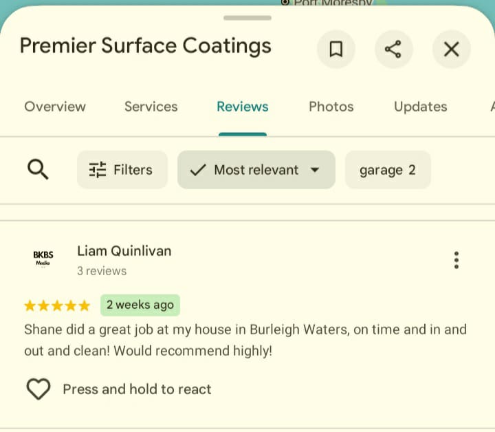 Google Review from Liam Quinlivan