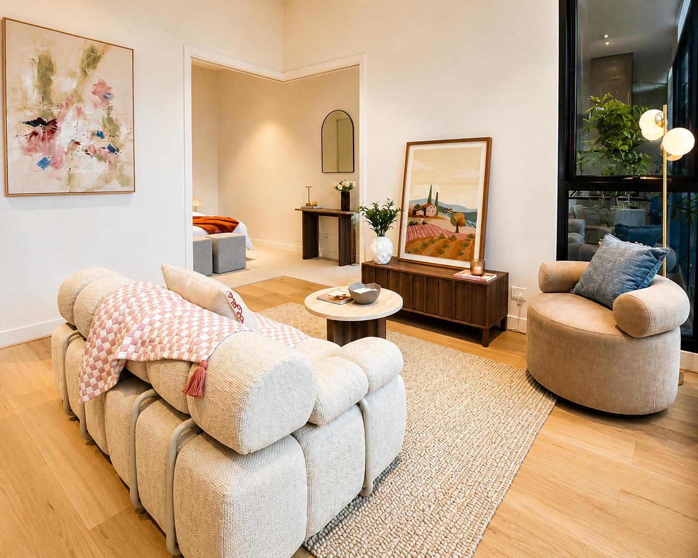 Artistic Open Living Room