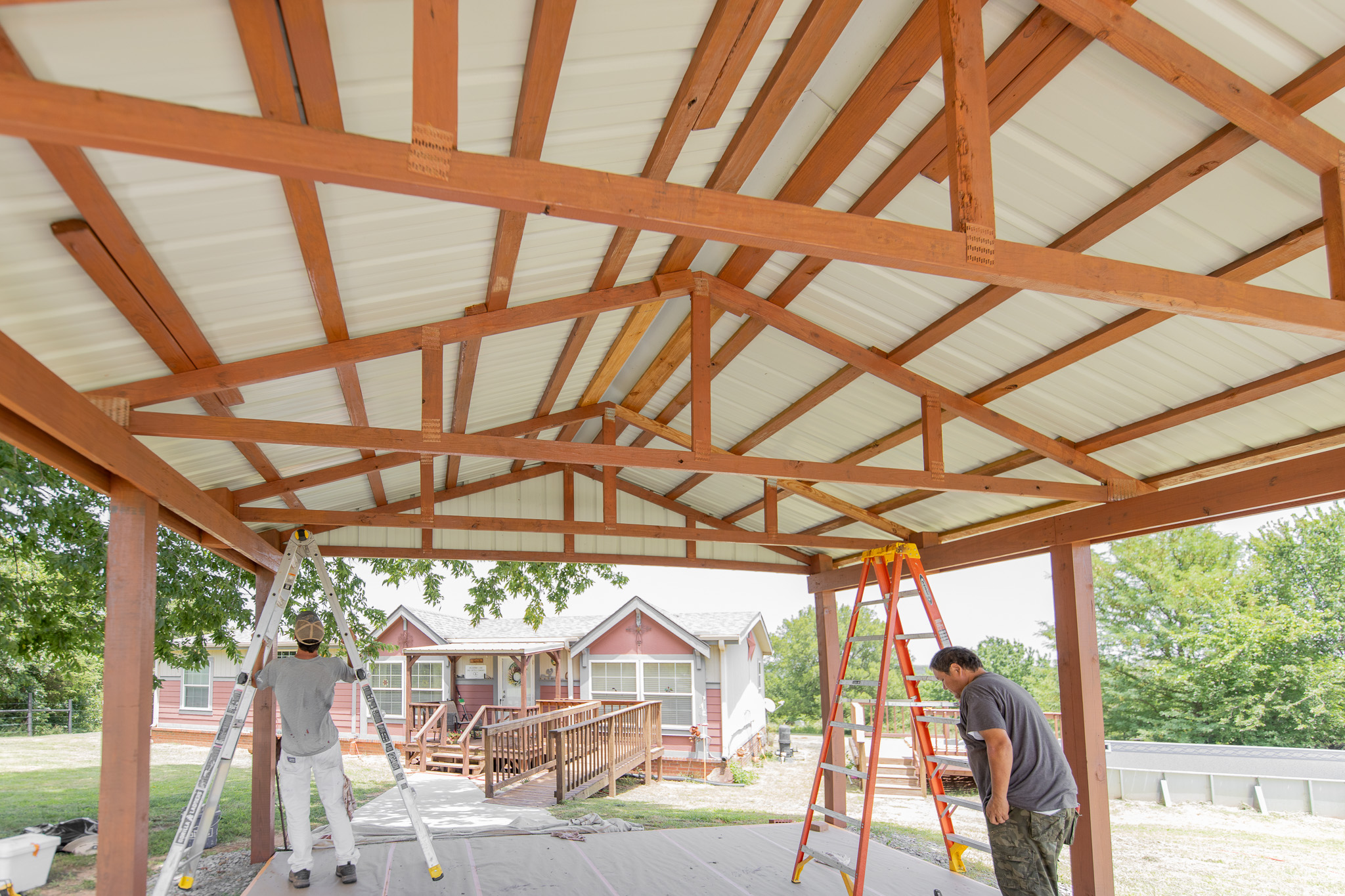 Garage overhang and metal building construction by Renovate Stillwater in Stillwater, OK