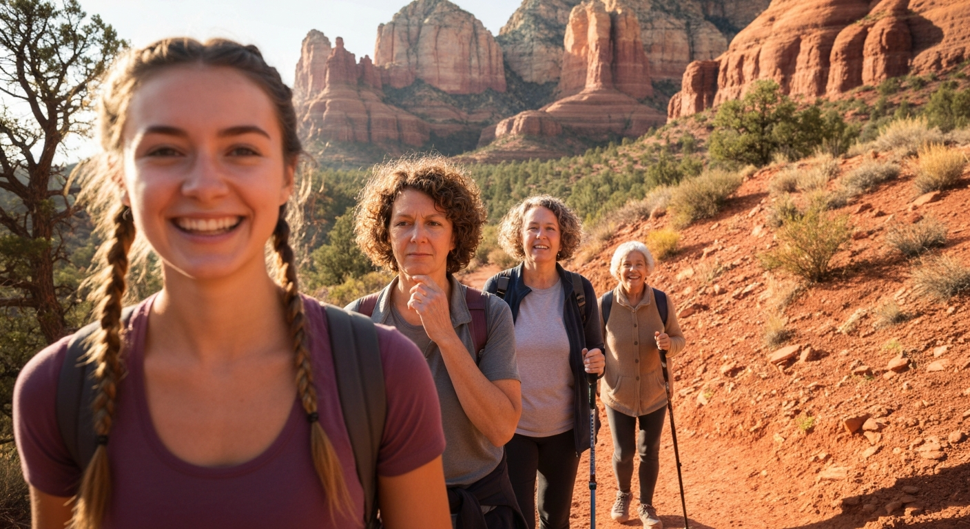 Group hiking in Sedona