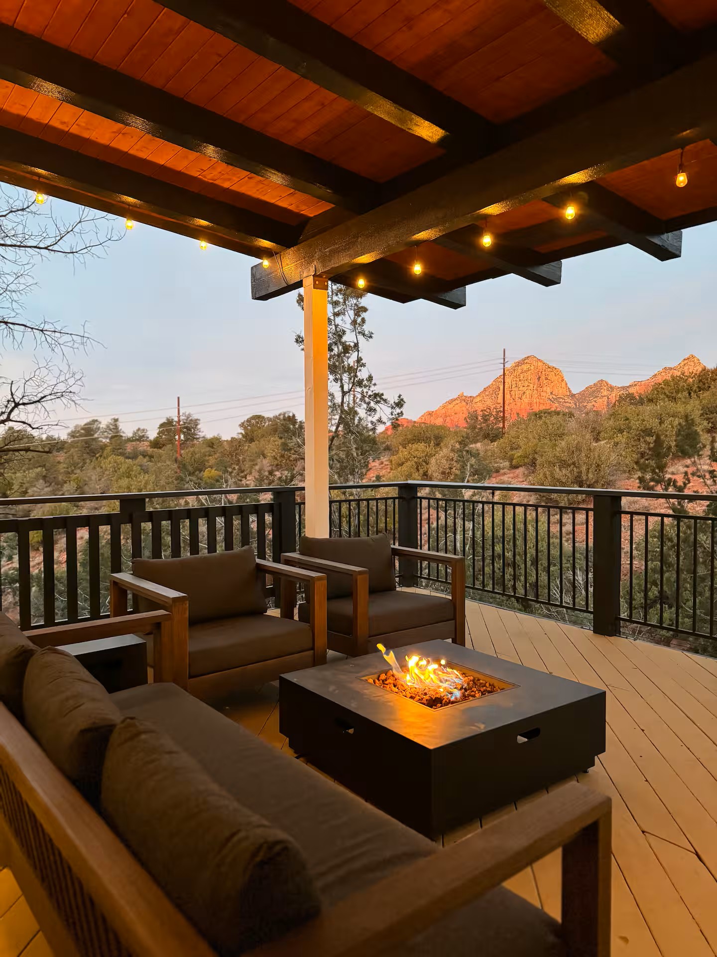 Wrap-around deck with fire pit