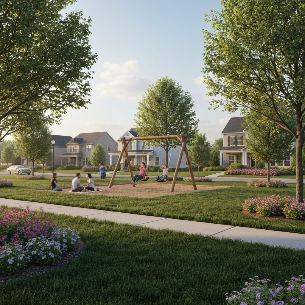 Upscale suburban neighborhood park