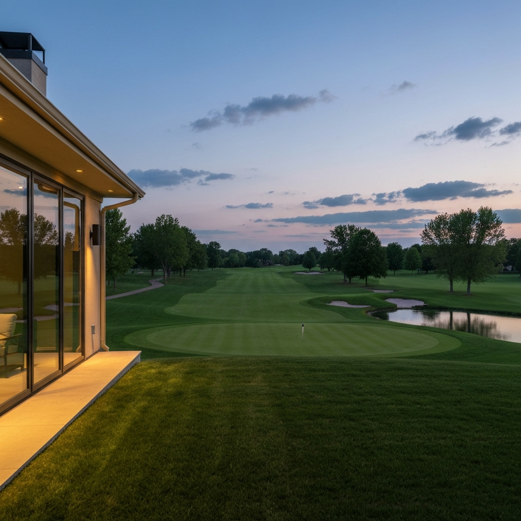 Golf Course View at Dusk