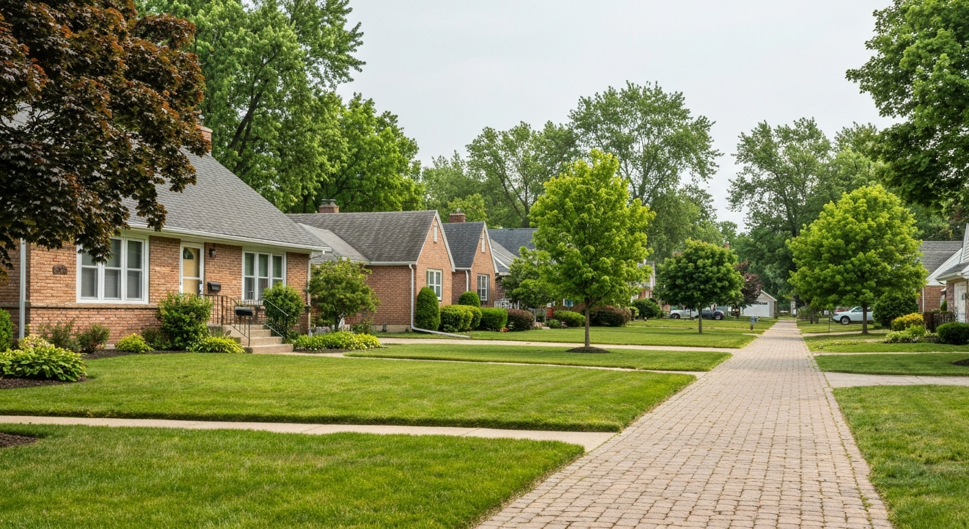 Residential neighborhood street in Evendale Ohio