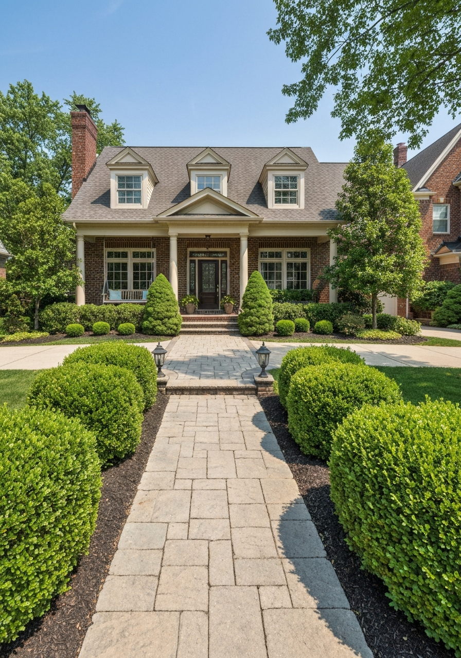 Upscale midwestern suburban home exterior