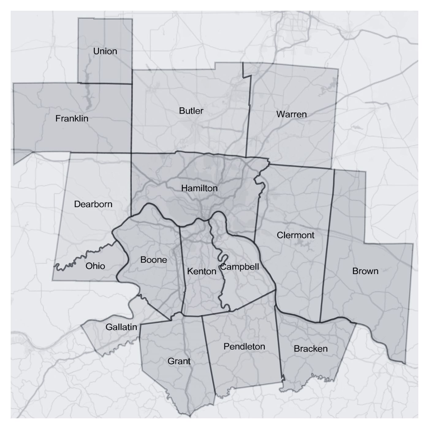 Greater Cincinnati & Northern Kentucky Regional Map