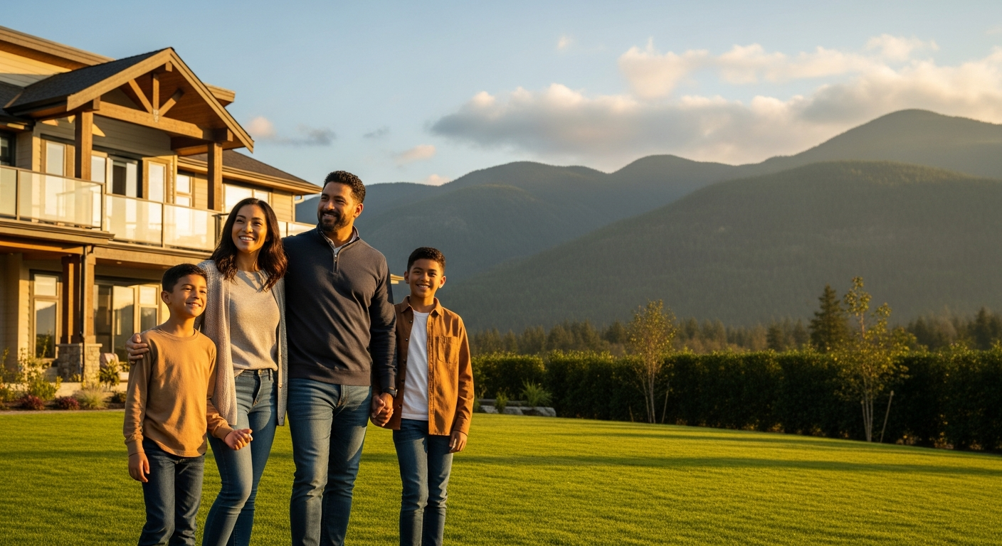 Family in front of BC home