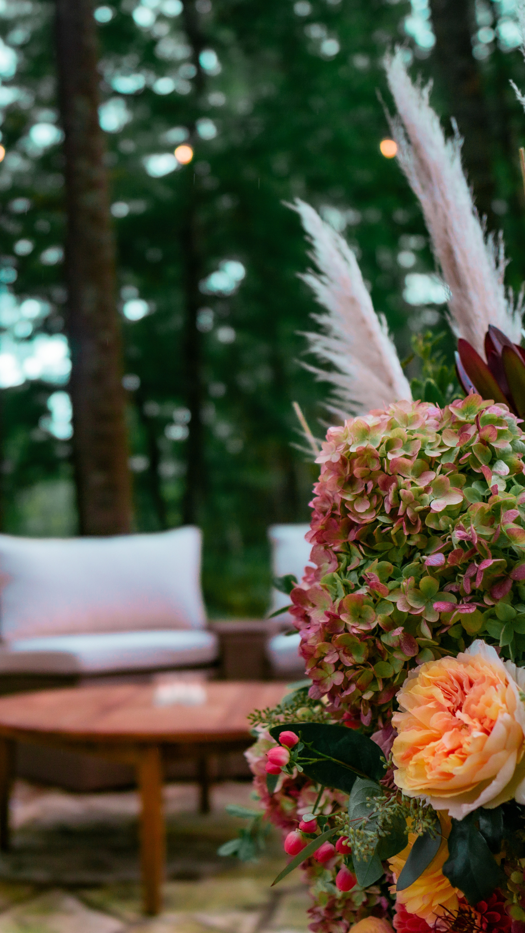 Outdoor patio with floral arrangement (mobile)