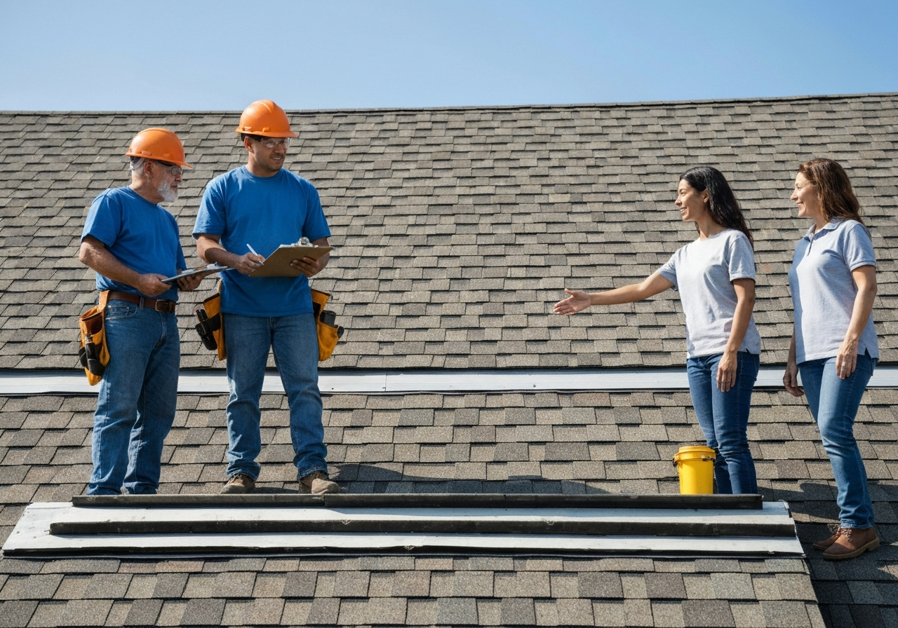 Metro Shield Exteriors team completing a quality inspection