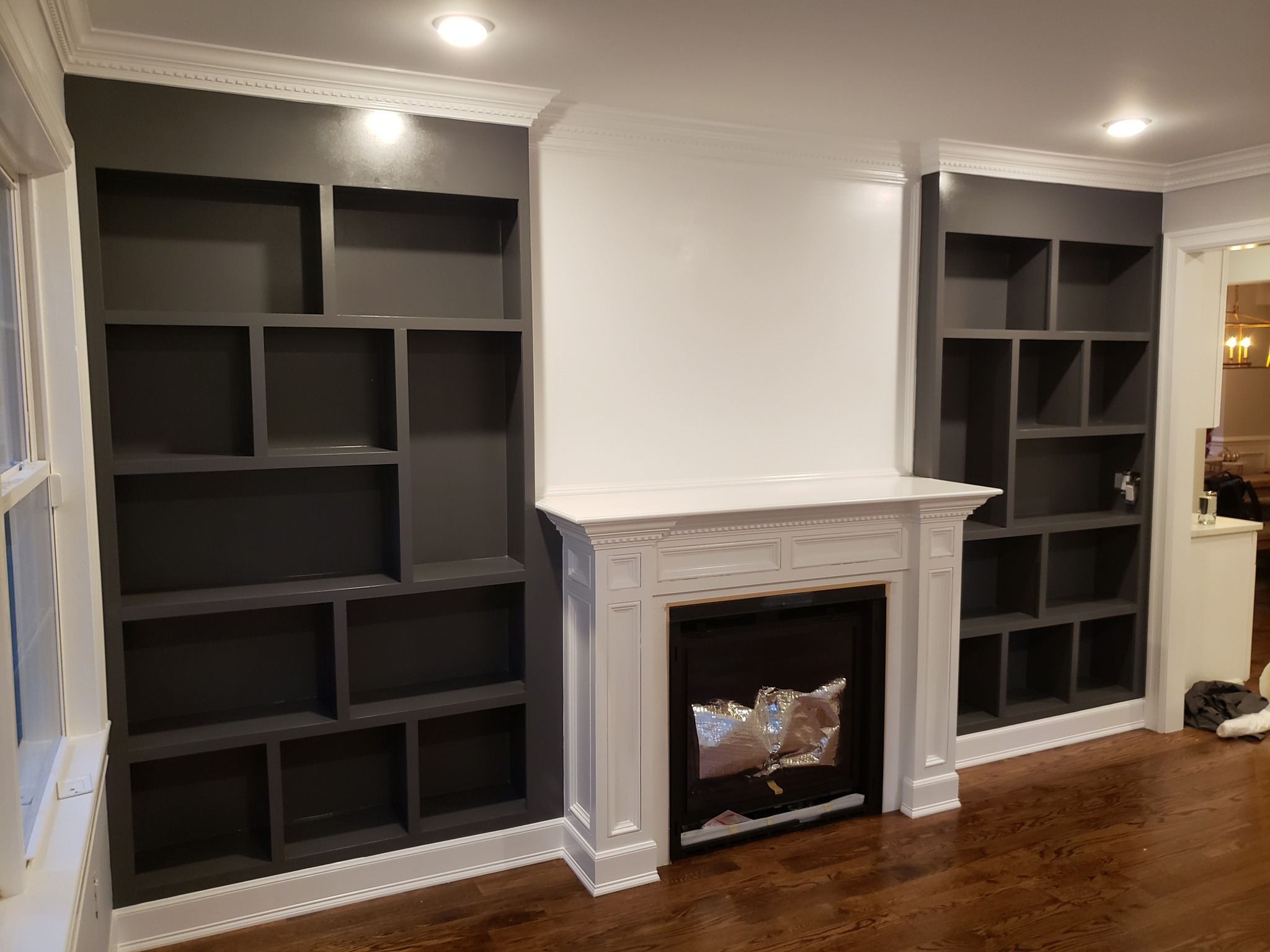 Finished Painted Built-in Shelving