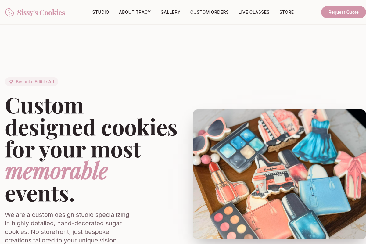 Sissy's Cookies website screenshot