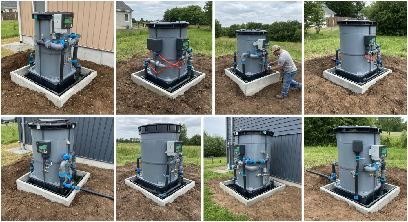 installation of a modern nitrogen-reducing I/A OWTS septic tank