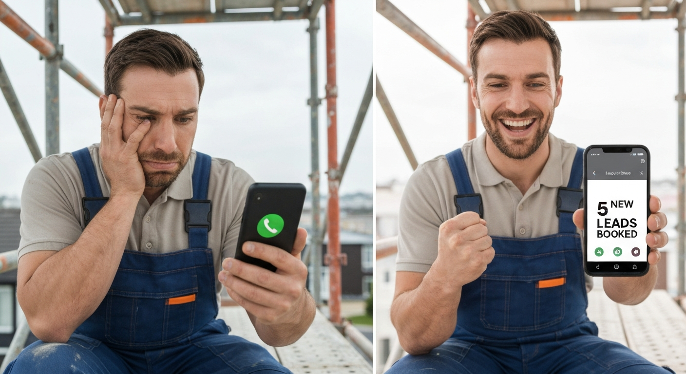 Tradesman using RelayFlow AI on site
