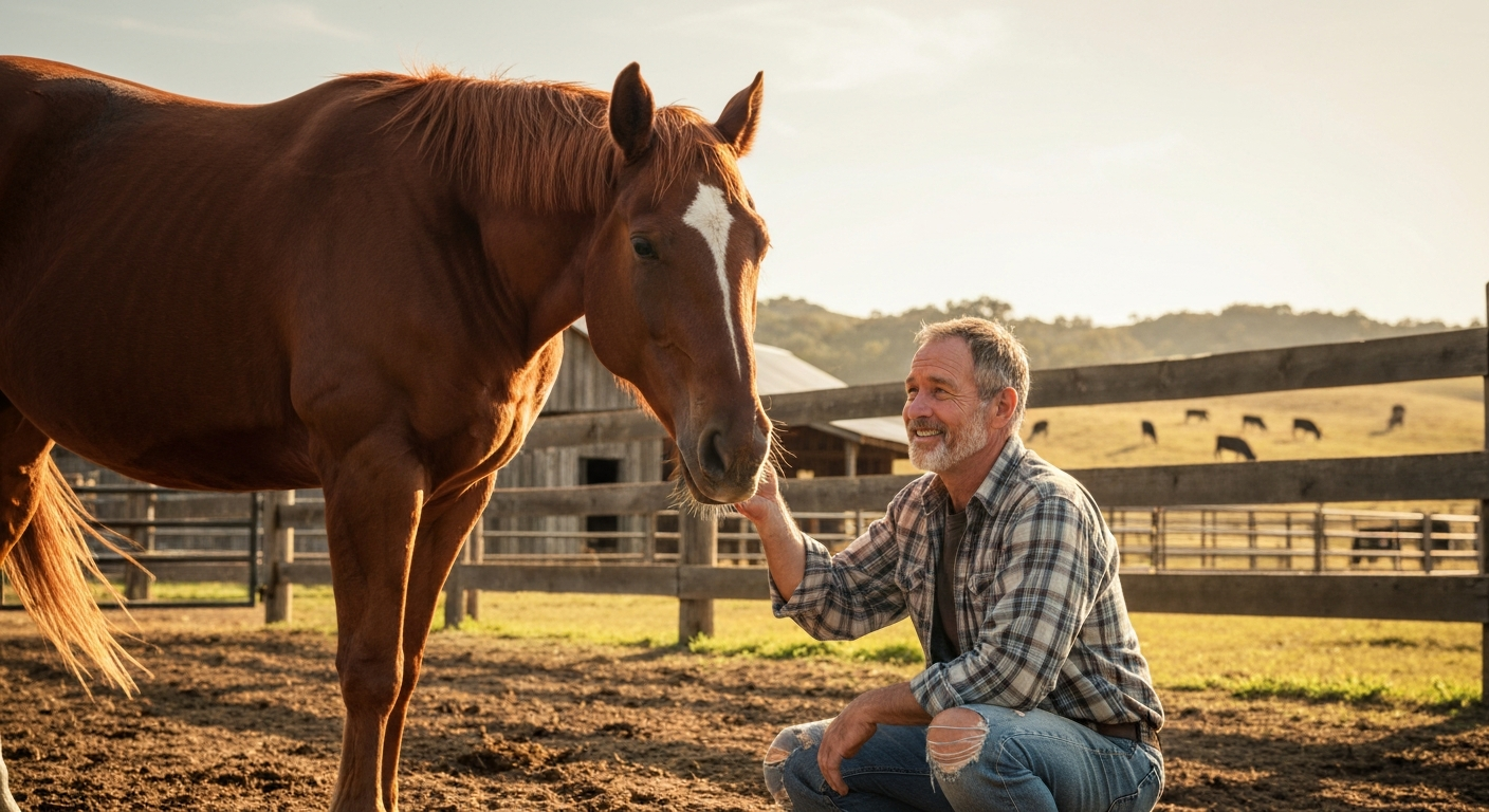 Equine therapy with veteran