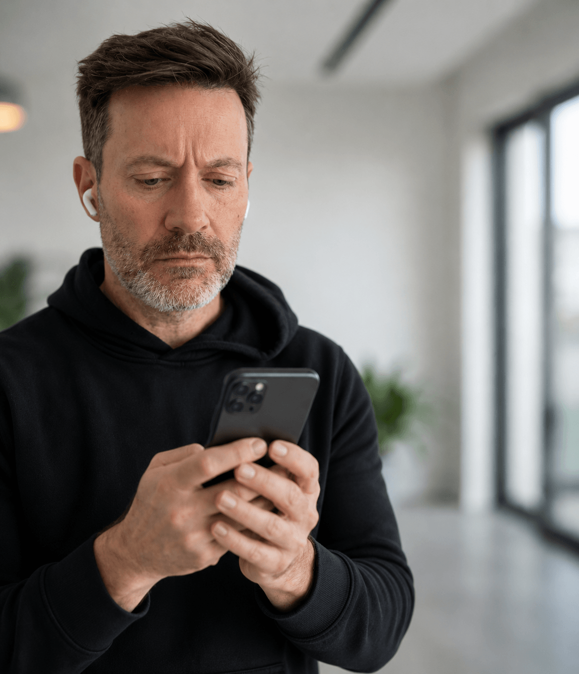 Co-founder researching treatment options on phone