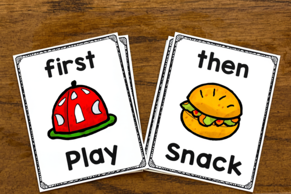 First play, then snack visual cards