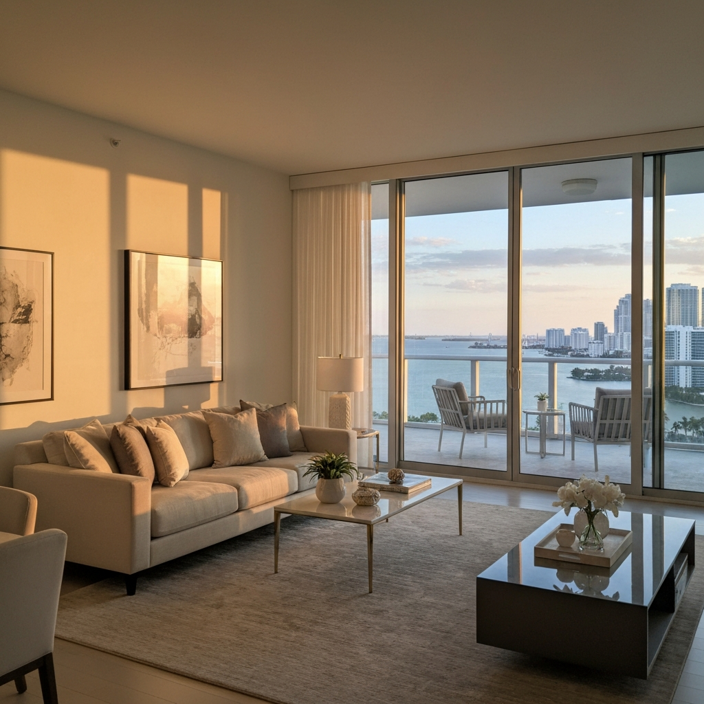 Elegant modern Miami condo living room