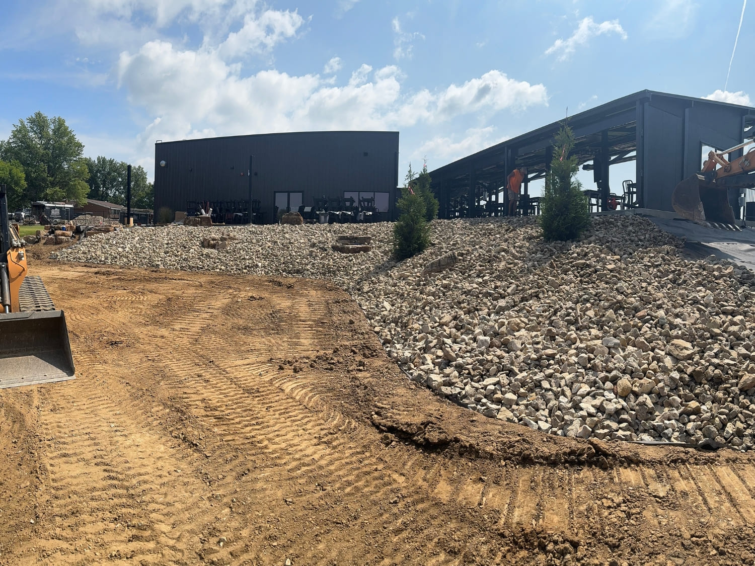 Bergman Nurseries commercial landscaping installation in progress