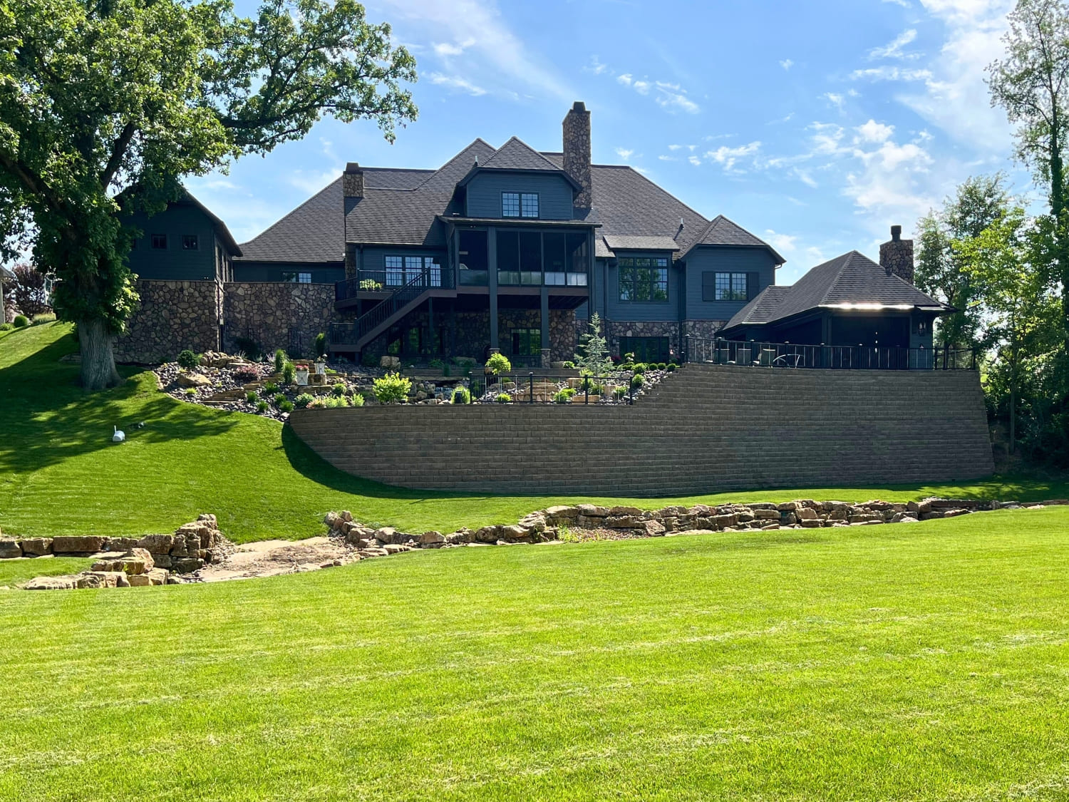 Bergman Nurseries hardscaping and retaining walls at a large residential home