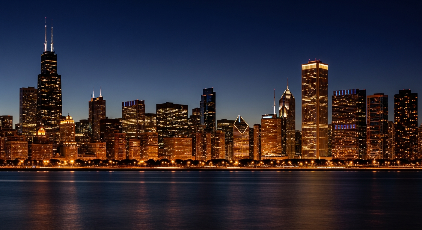 Chicago skyline at night
