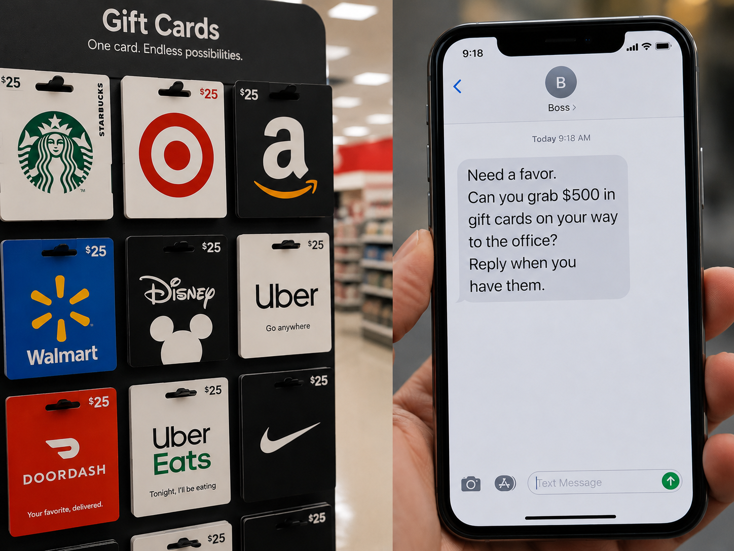 "Can You Grab Some Gift Cards Real Quick?" Why That Message Is Almost Always a Scam
