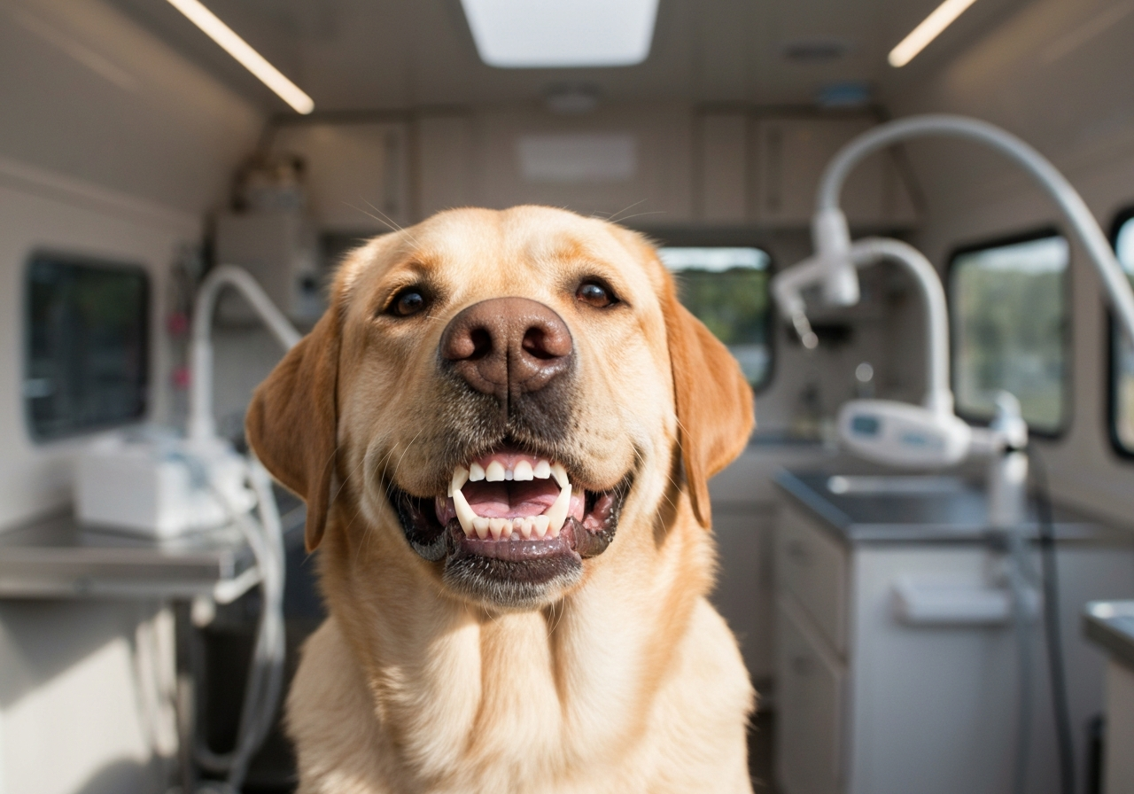 Happy dog after teeth cleaning