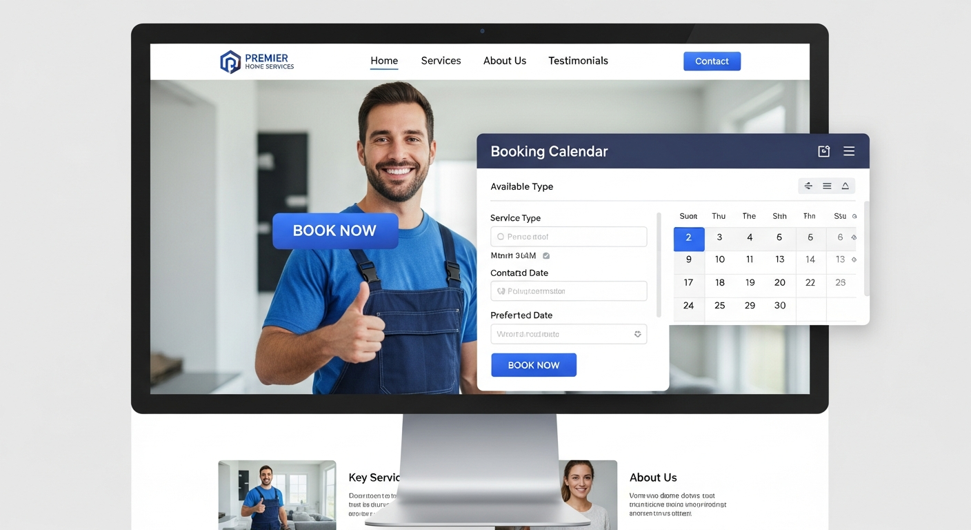 Realistic contractor website with booking calendar