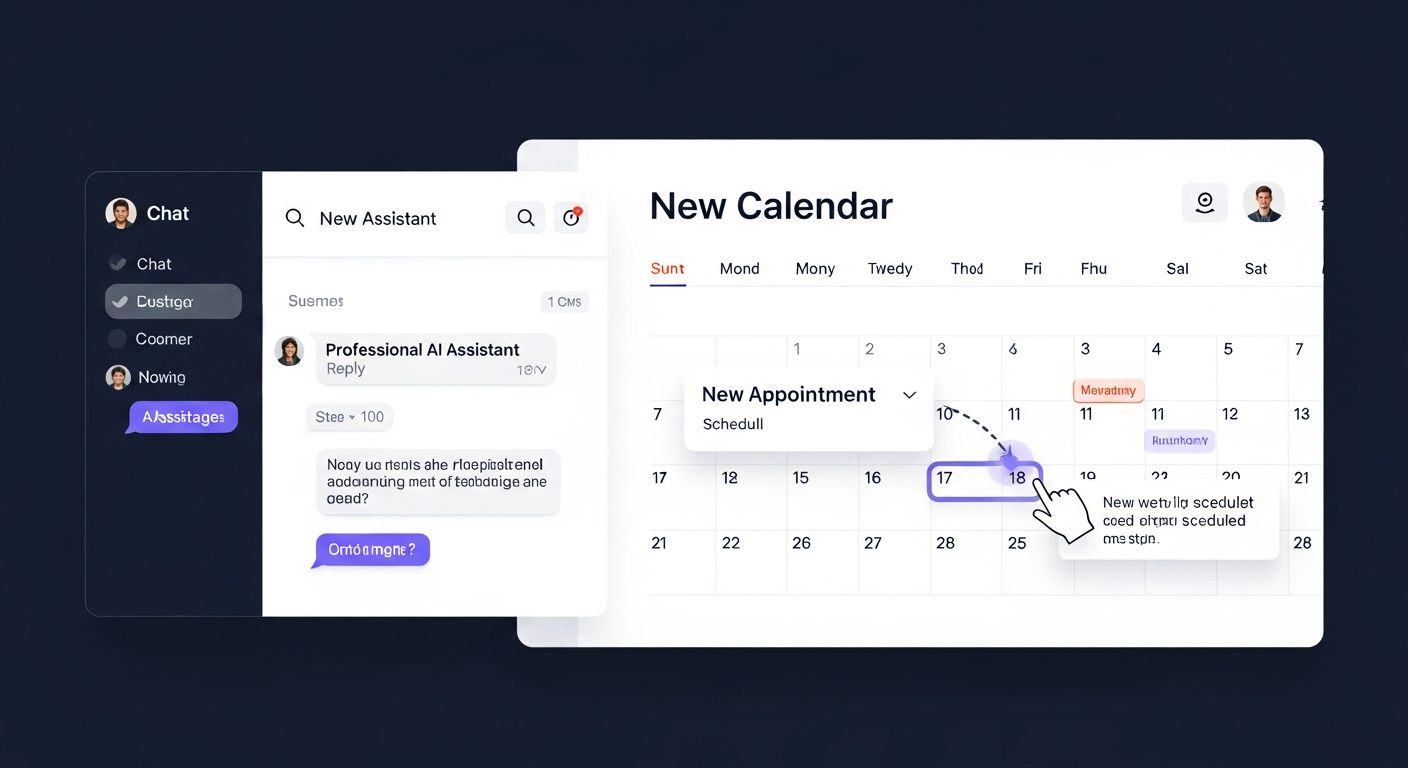 AI Office Manager interface showing automated chat and calendar booking
